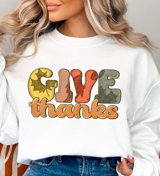 Give Thanks Bubble letter - SHIRT CS.S.T