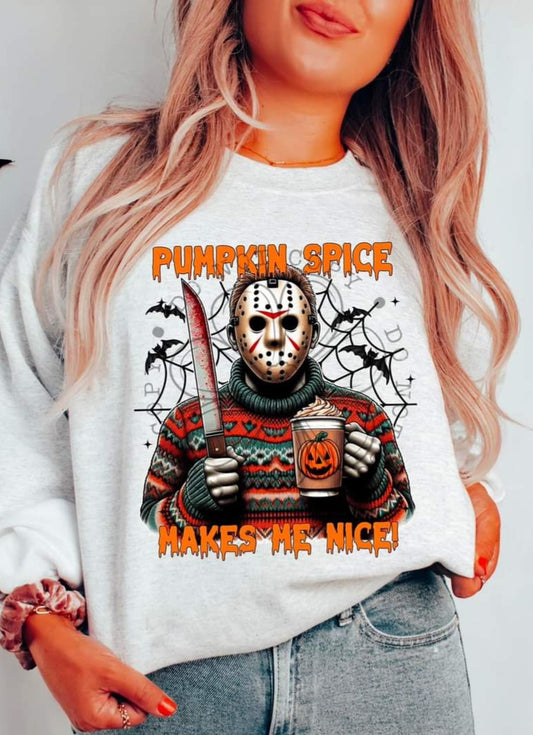 Pumpkin Spice Makes Me Nice Horror Characters - SHIRT FDC *indicate in note section which character