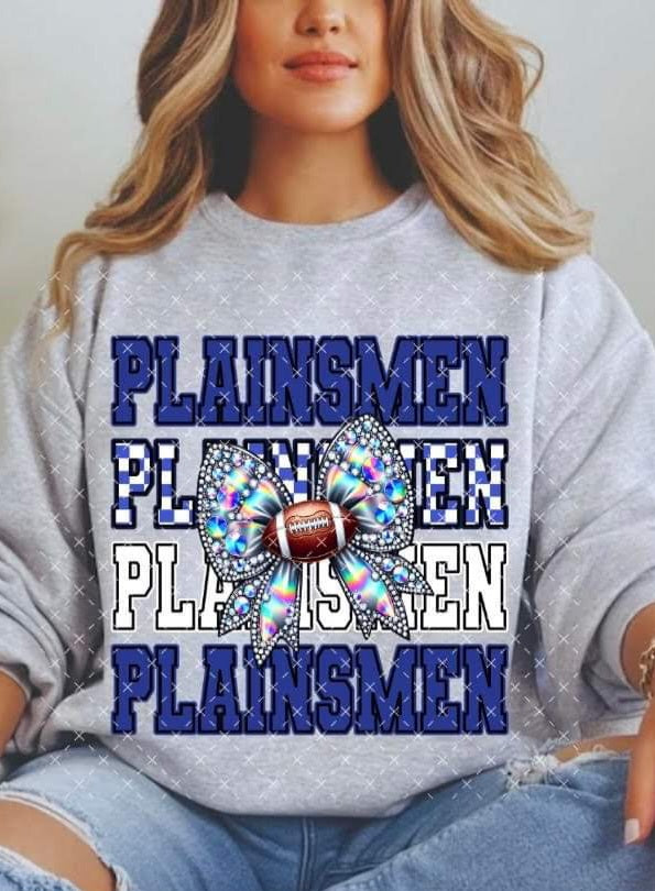 Plainsmen Football Faux Halo Bow - KIDS SHIRT