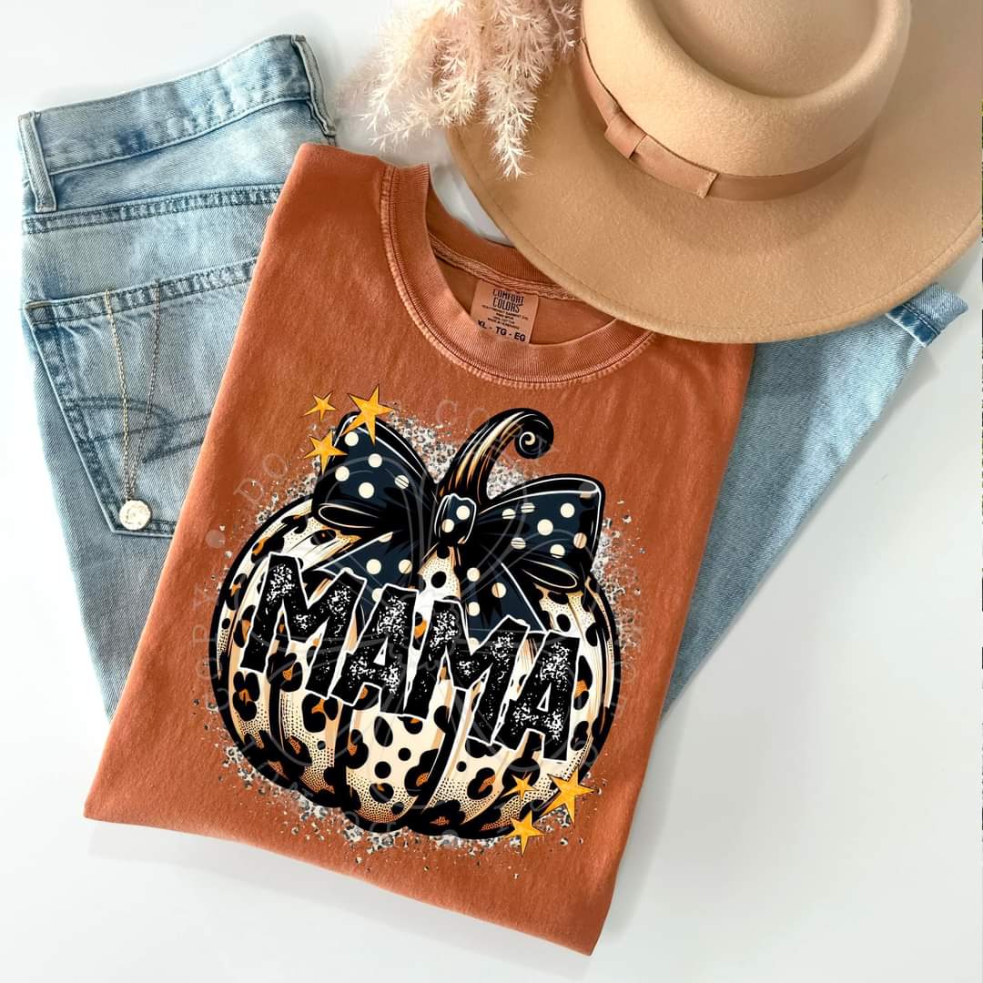 Leopard Print Pumpkin with Bow Mama - SHIRT FDC.24