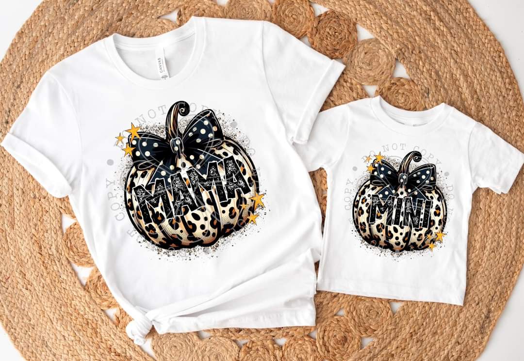 Leopard Print Pumpkin with Bow Mama - SHIRT FDC.24