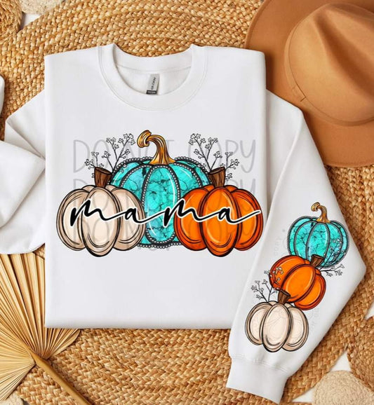 Turquoise, Cream, Orange Pumpkin set w/Mama or without - SHIRT FDC.24 *indicate in note section which design