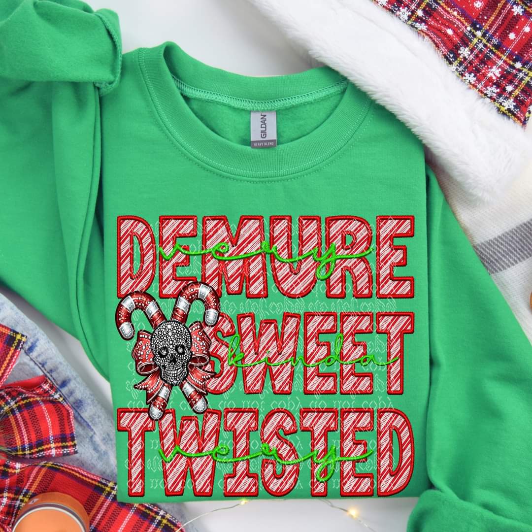 Demure Kinds Sweet Very Twisted skull & Candy cane - SHIRT TDT.24