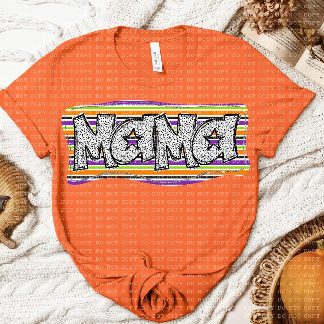 MAMA Dalmatian Letters on Halloween Stripes - SHIRT EC.D.D.24