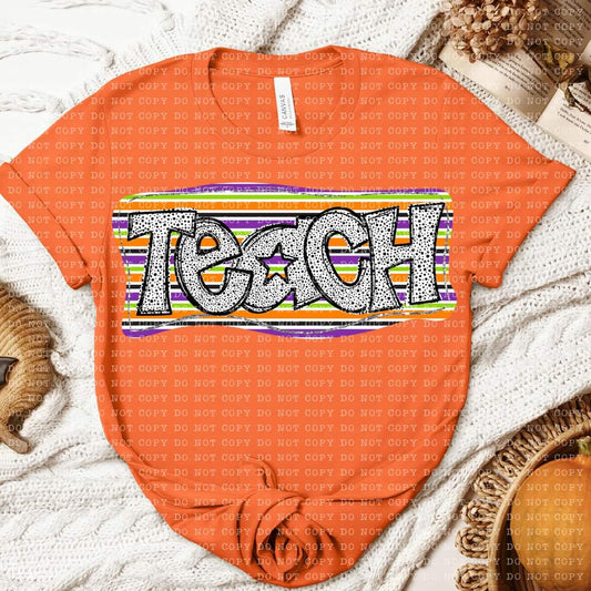 Teach Dalmatian Letters on Halloween Stripes - SHIRT EC.D.D.24