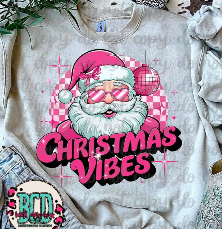 Christmas Vibes Pink Santa - SHIRT VSC.24