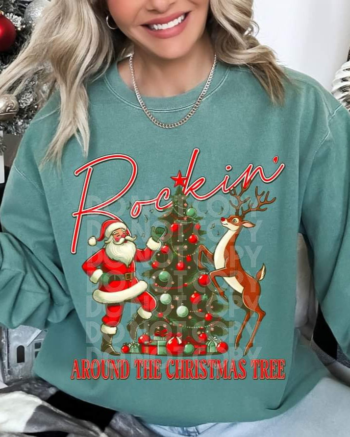 Rockin Around the Christmas Tree Santa & Reindeer - SHIRT PHD.24