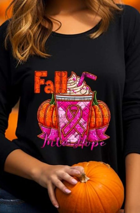 Fall Into Hope Breast Cancer Awareness Faux Embroidery - SHIRT WSD.24