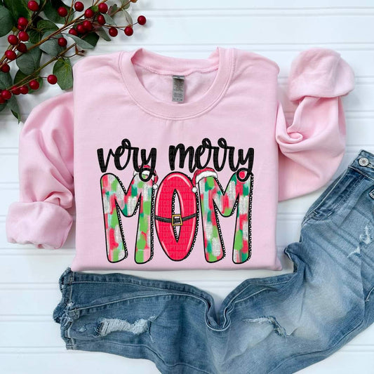 Very Merry Mom, Mommy, Mama  in light colors - SHIRT SDD.24 *Add design in note section