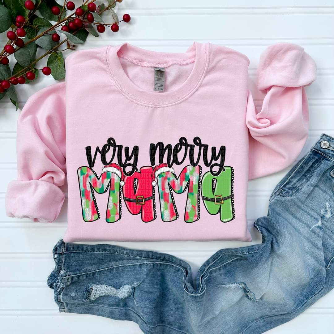 Very Merry Mom, Mommy, Mama  in light colors - SHIRT SDD.24 *Add design in note section