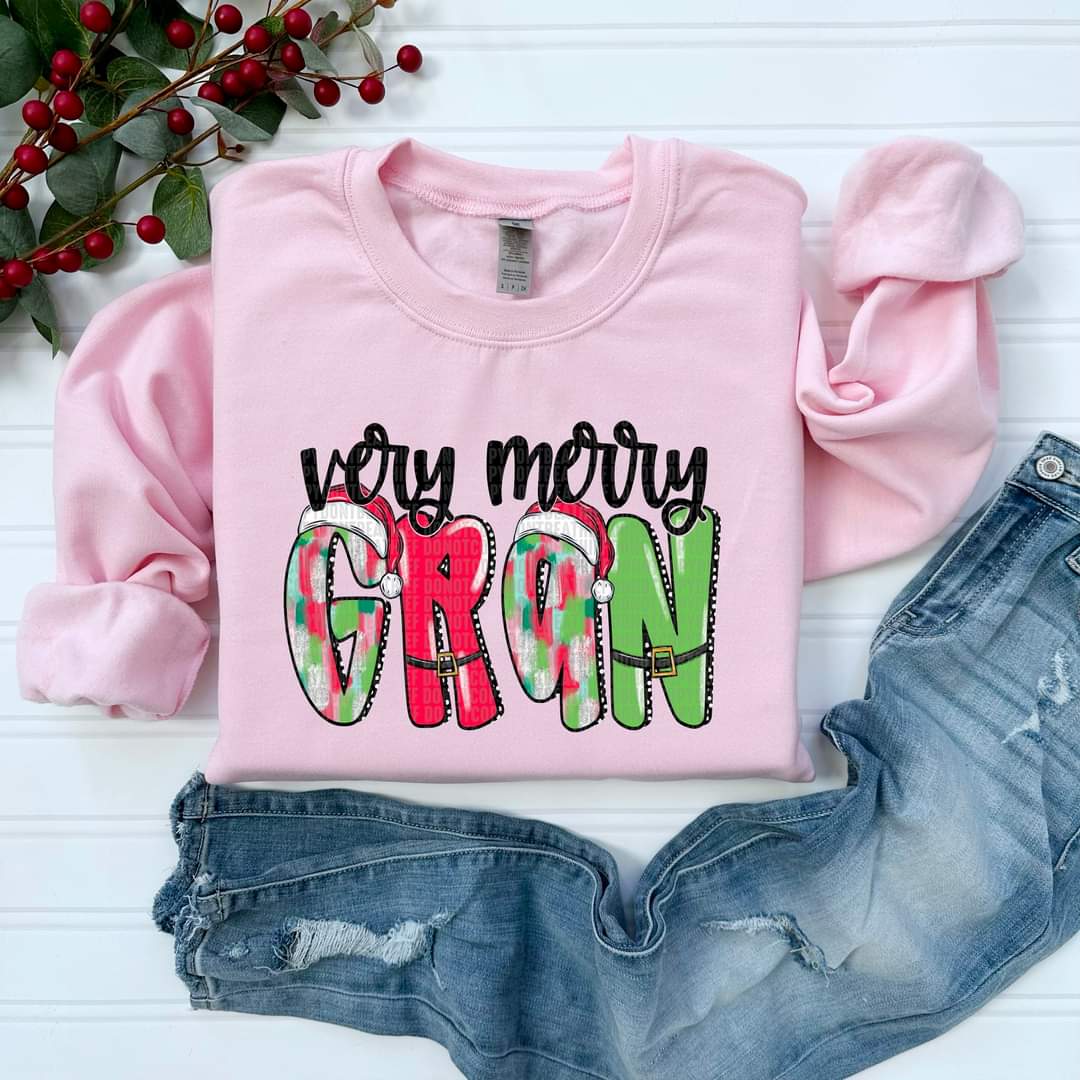 Very Merry Grandma, Gigi, Meme, Nana Lolli, etc in light colors - SHIRT SDD.24 *Add design in note section