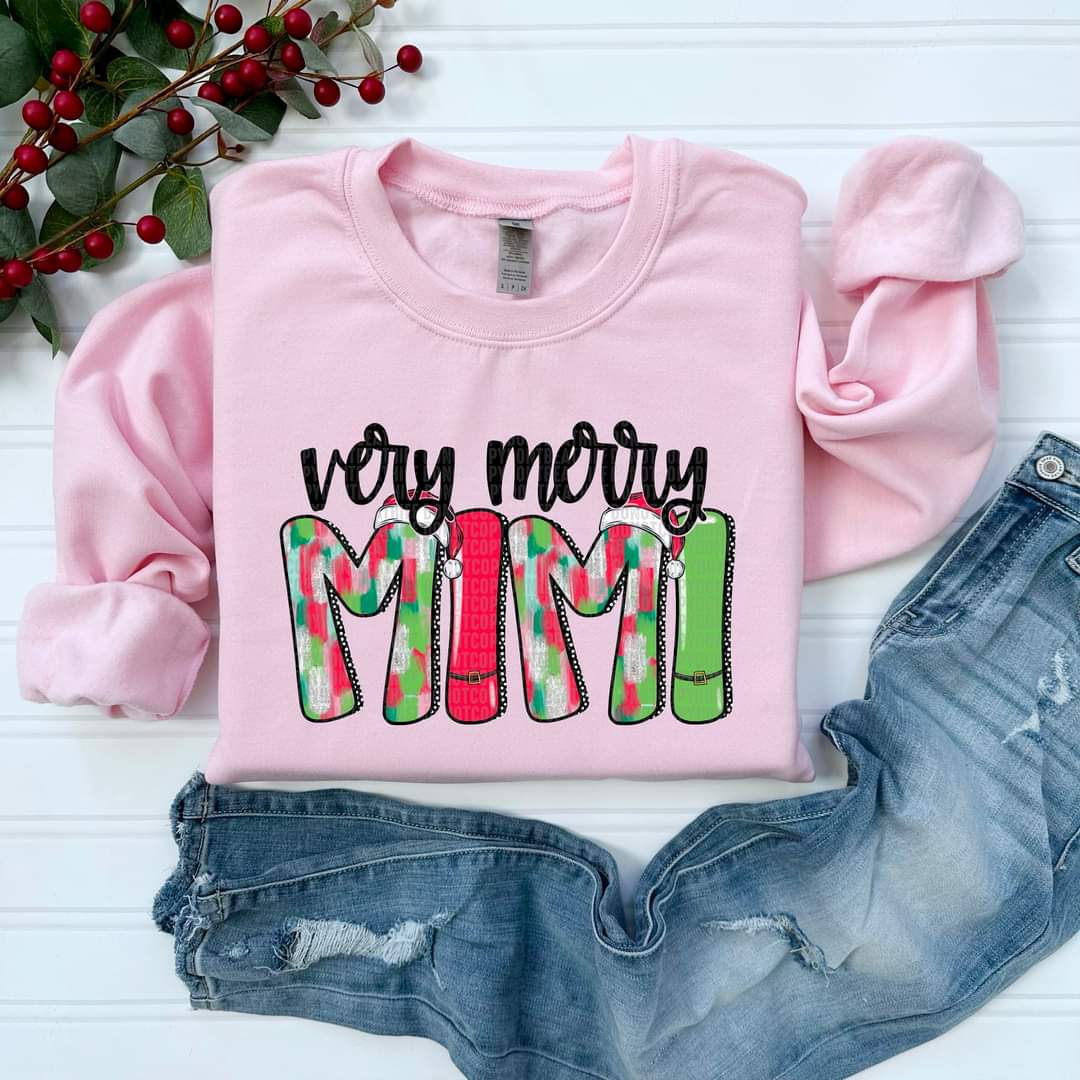 Very Merry Grandma, Gigi, Meme, Nana Lolli, etc in light colors - SHIRT SDD.24 *Add design in note section