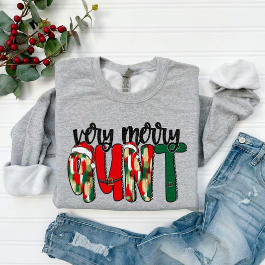 Very Merry Aunt, Auntie in Dark Color Letters - SHIRT SDD.24 *add name in note section