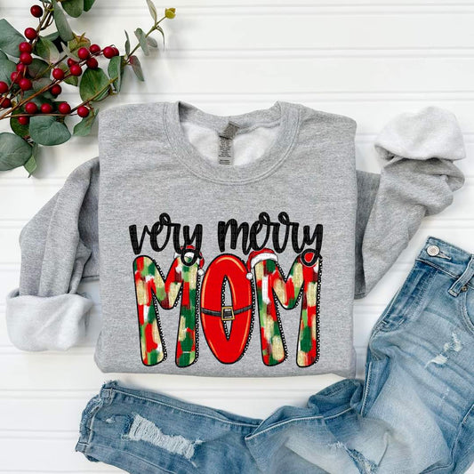 Very Merry Mom, Mommy, Mama  in Dark Color Letters - SHIRT SDD.24 *Add design in note section