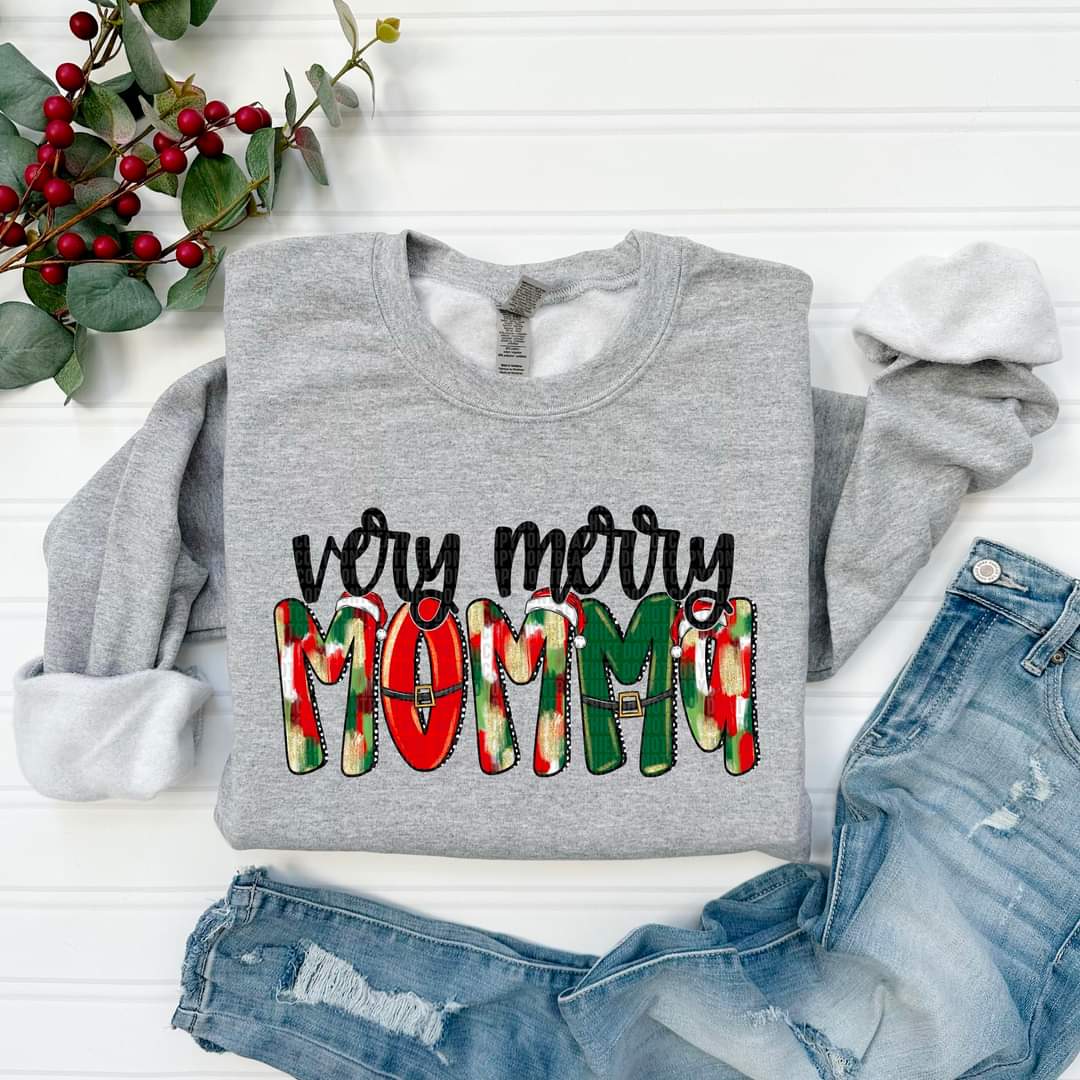 Very Merry Mom, Mommy, Mama  in Dark Color Letters - SHIRT SDD.24 *Add design in note section