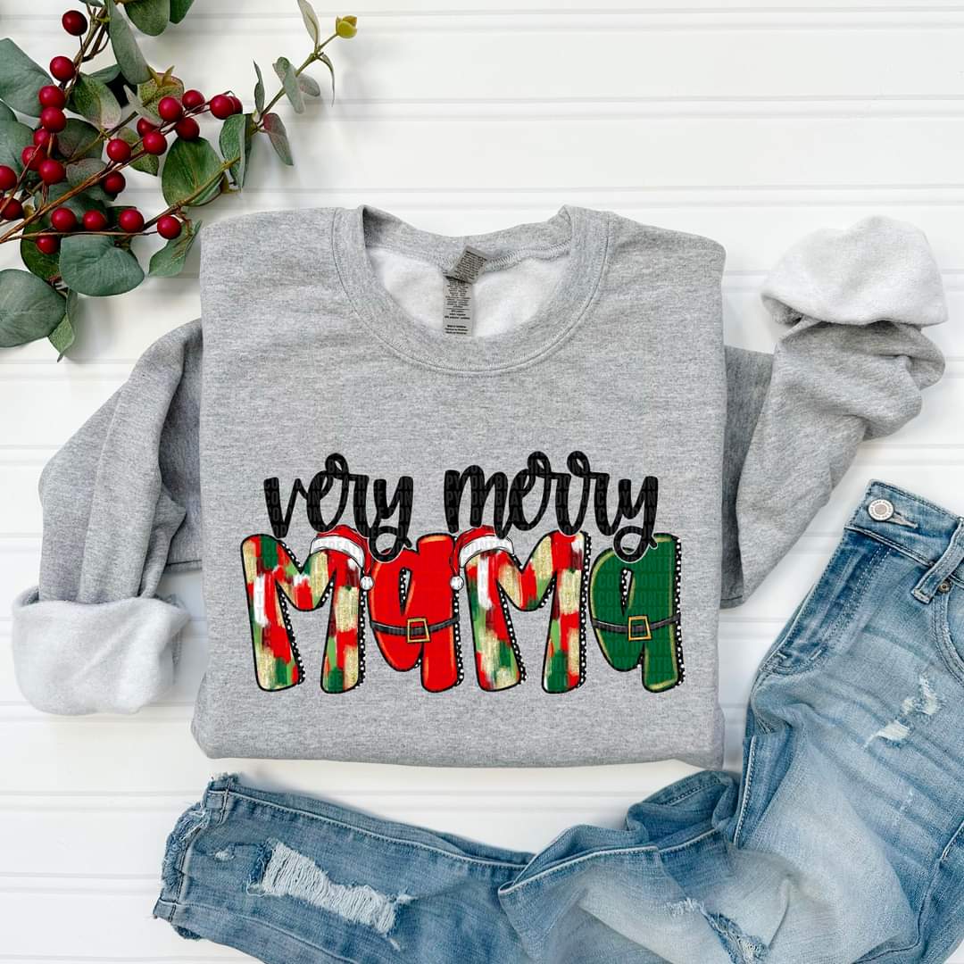 Very Merry Mom, Mommy, Mama  in Dark Color Letters - SHIRT SDD.24 *Add design in note section