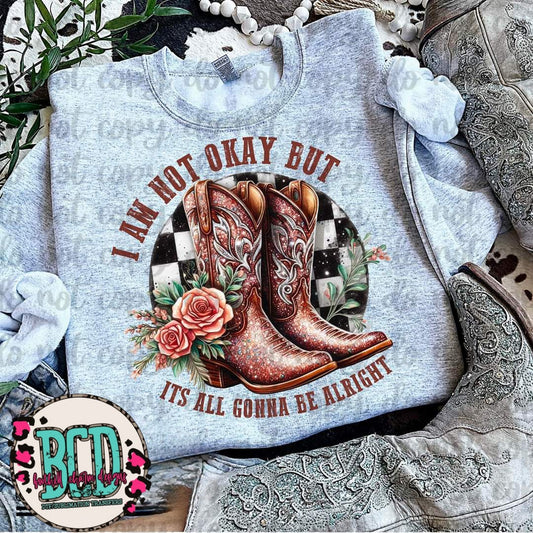 I am Not Okay Boots Checkered Background - SHIRT VSC.24