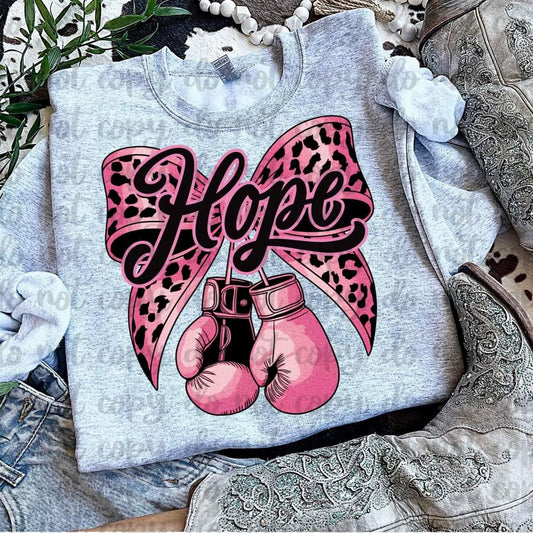 Breast Cancer Leopard Bow Hope Boxing Gloves- SHIRT VSC.24