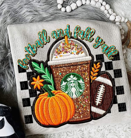 Football & Fall Y'all Faux Embroidery Glitter - SHIRT CR.C.D24