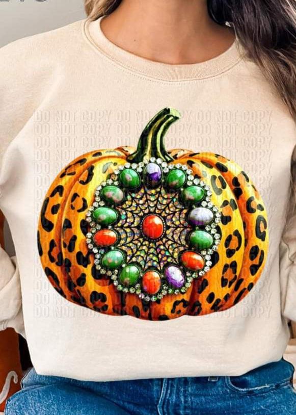 Leopard Pumpkin with Jewell Spiderweb Concho - SHIRT CR.C.D24