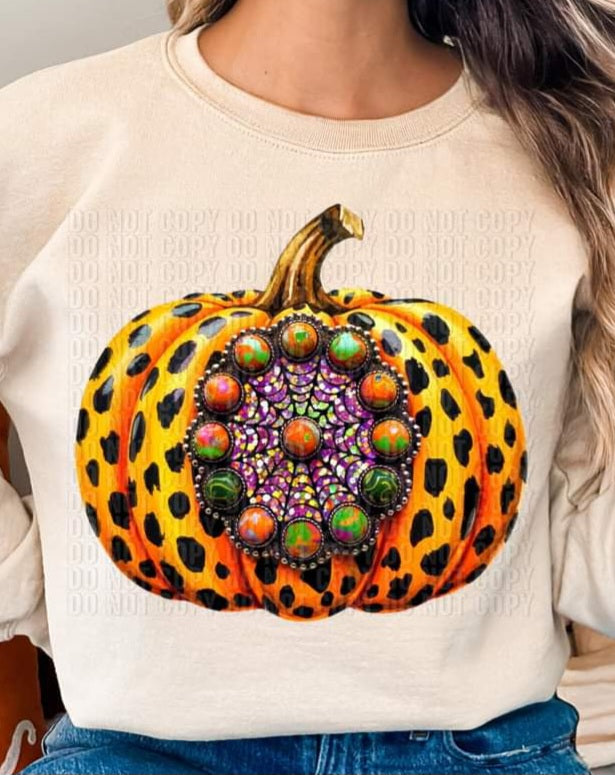 Cheetah Pumpkin with Jewell Spiderweb Concho - SHIRT CR.C.D24