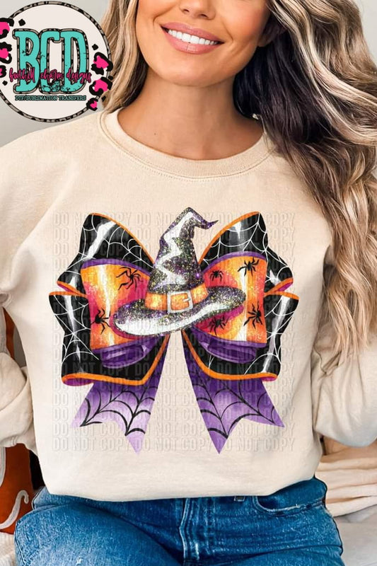 Halloween Bow with Witches Hat - SHIRT CR.C.D24