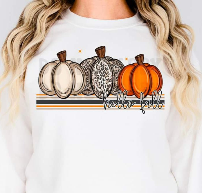 Hello Fall Retro 3 Pumpkins - SHIRT FDC.24