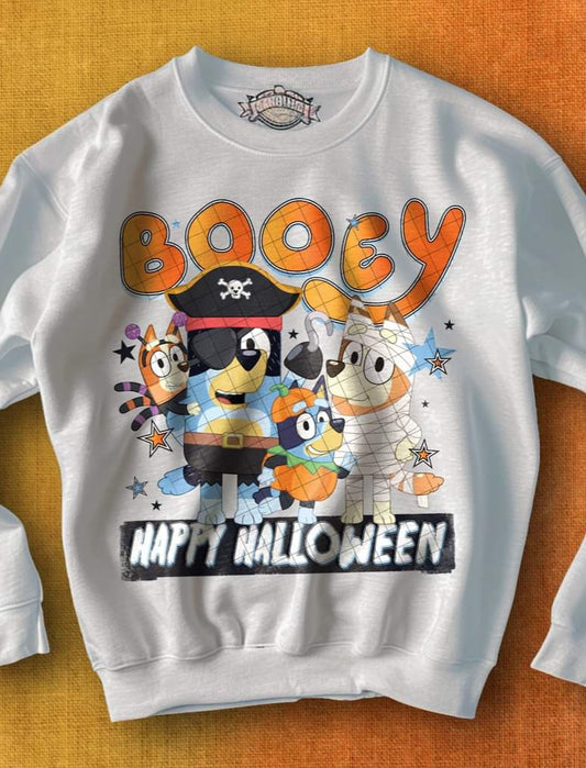 Booey Happy Halloween Blue Dog Family - KIDS SHIRT KPI.24