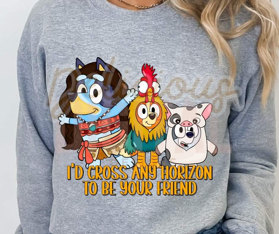 I'd cross any horizon to be your friend Blue Dog - KIDS SHIRT DDD.24