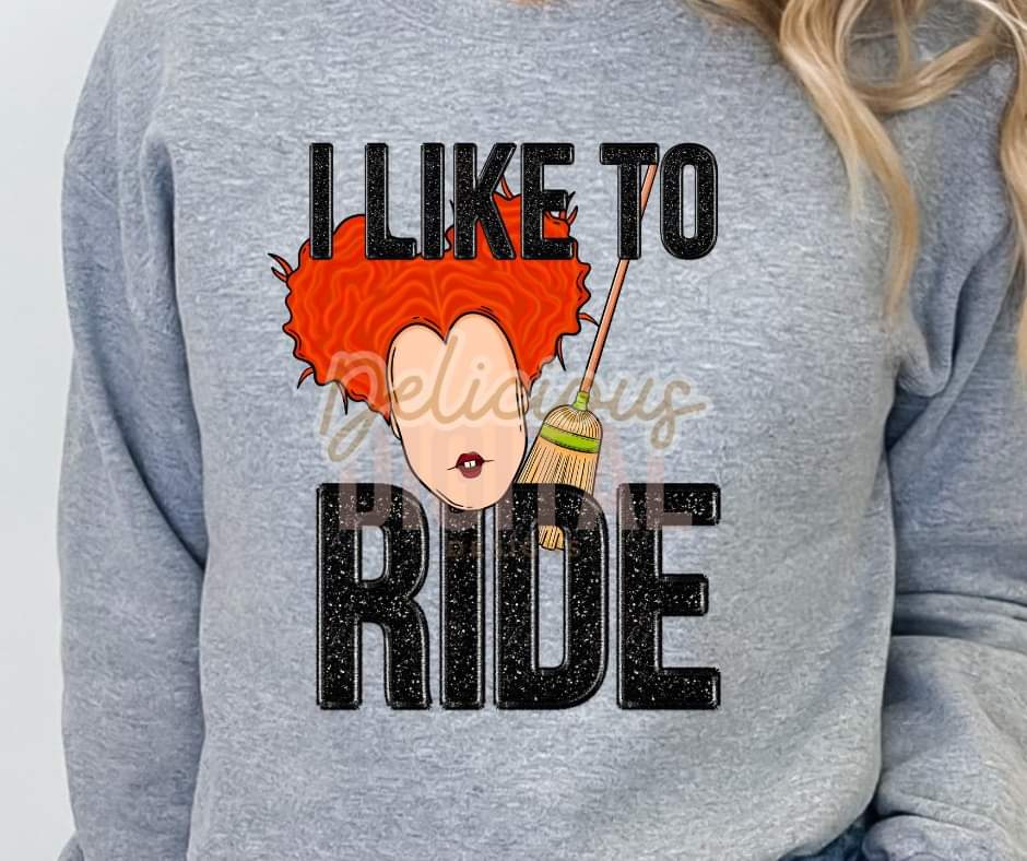 I like to Ride Red Hair Hocus Pocus Witch - SHIRT DDD.24