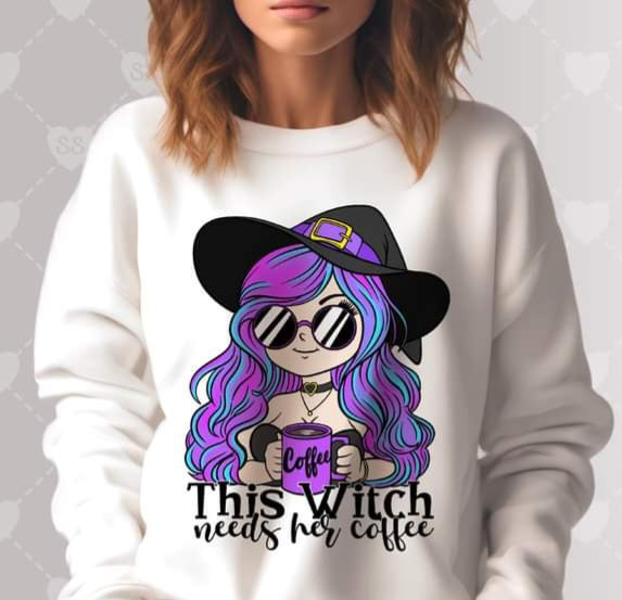 This Witch Needs Her Coffee American or African American- SHIRT SST.24 *add ethnic choice in note section