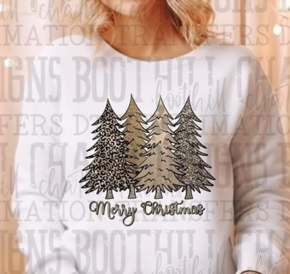 Merry Christmas Leopard Print Trees - SHIRT SST.24