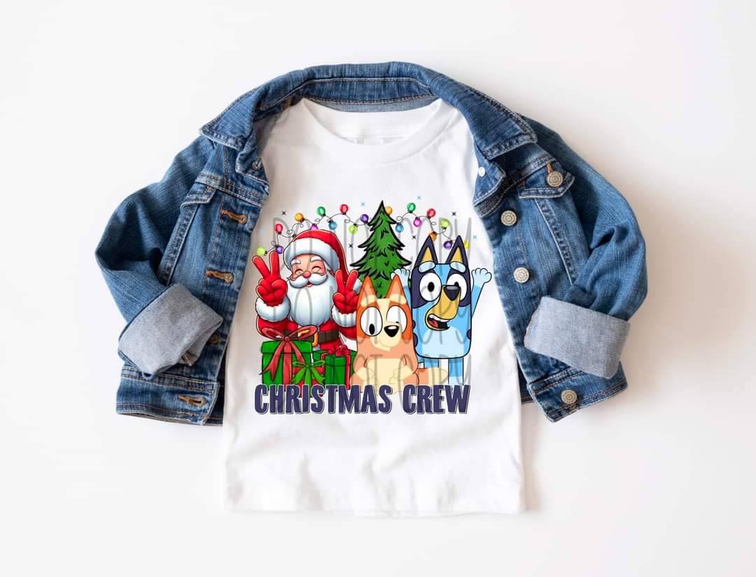 Christmas Crew Blue dog style - KIDS SHIRT FDC.24