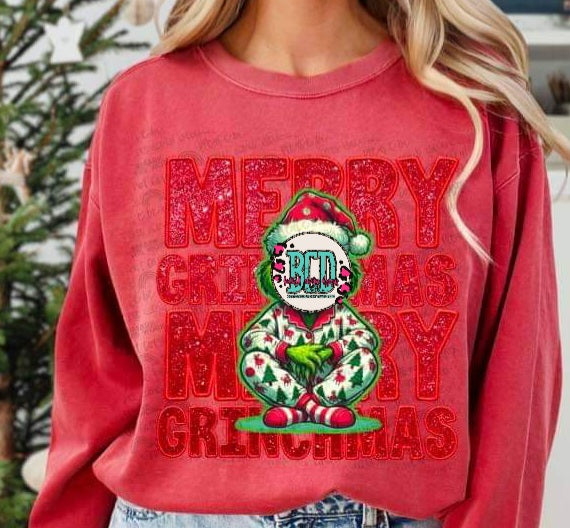 Merry Grinchmas Faux Sequin Red - Shirt DDD.24