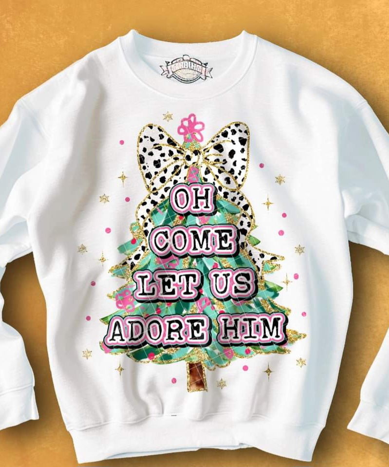 Oh Come Let Us Adore Him Multi Color Tree - Shirt KPI.24