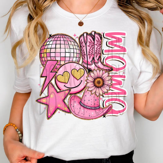 Pink Cowgirl Disco Ball MAMA - Shirt FDC.25
