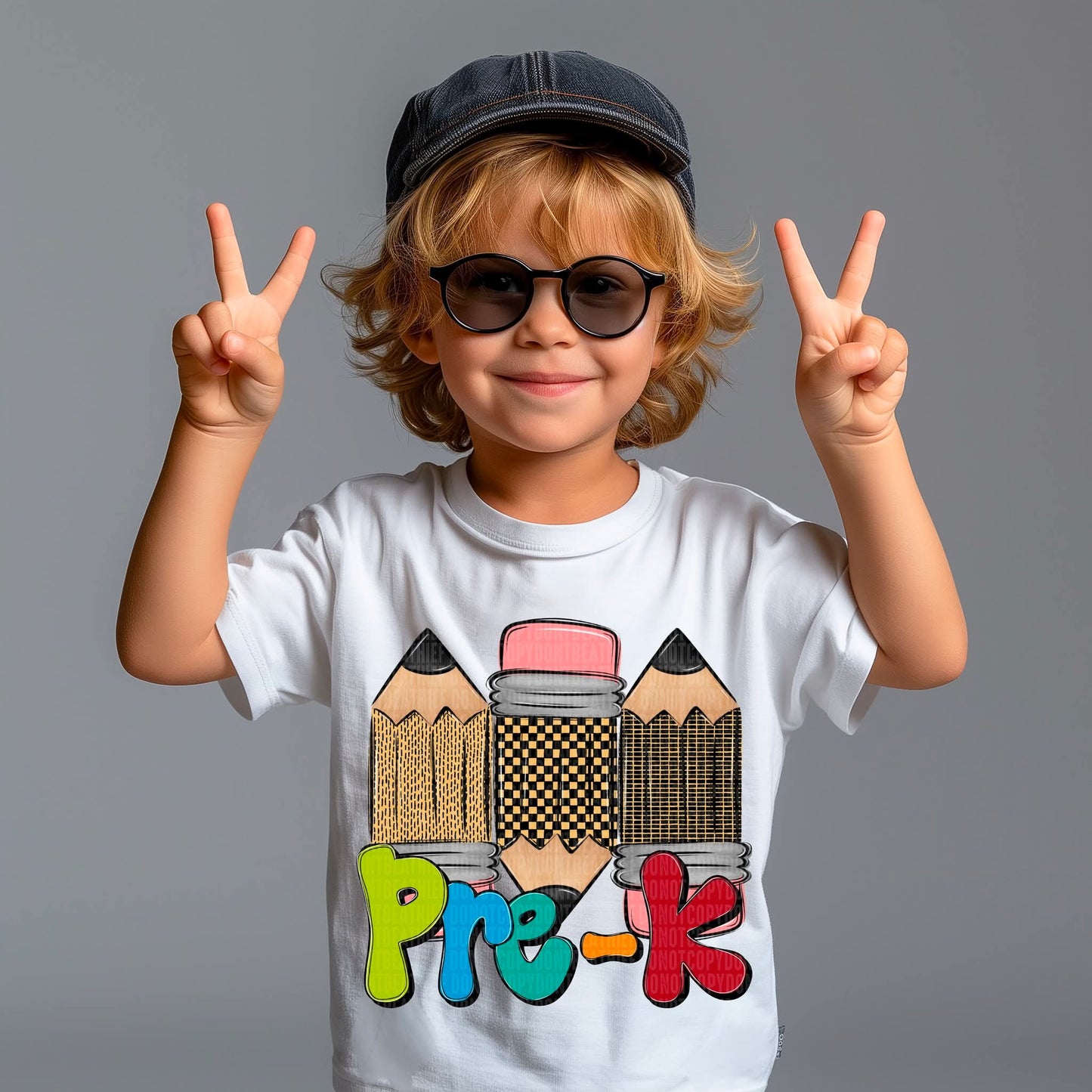 Doodle Pencil Collection Boys School Grade Pre School - 5th - KIDS SHIRT SDD25 *add grade in note section