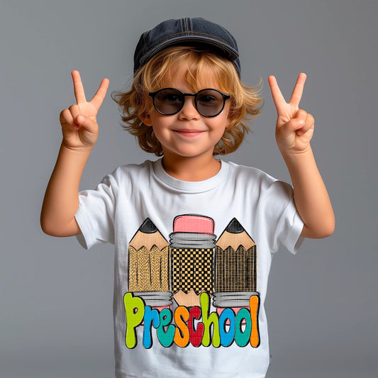 Doodle Pencil Collection Boys School Grade Pre School - 5th - KIDS SHIRT SDD25 *add grade in note section