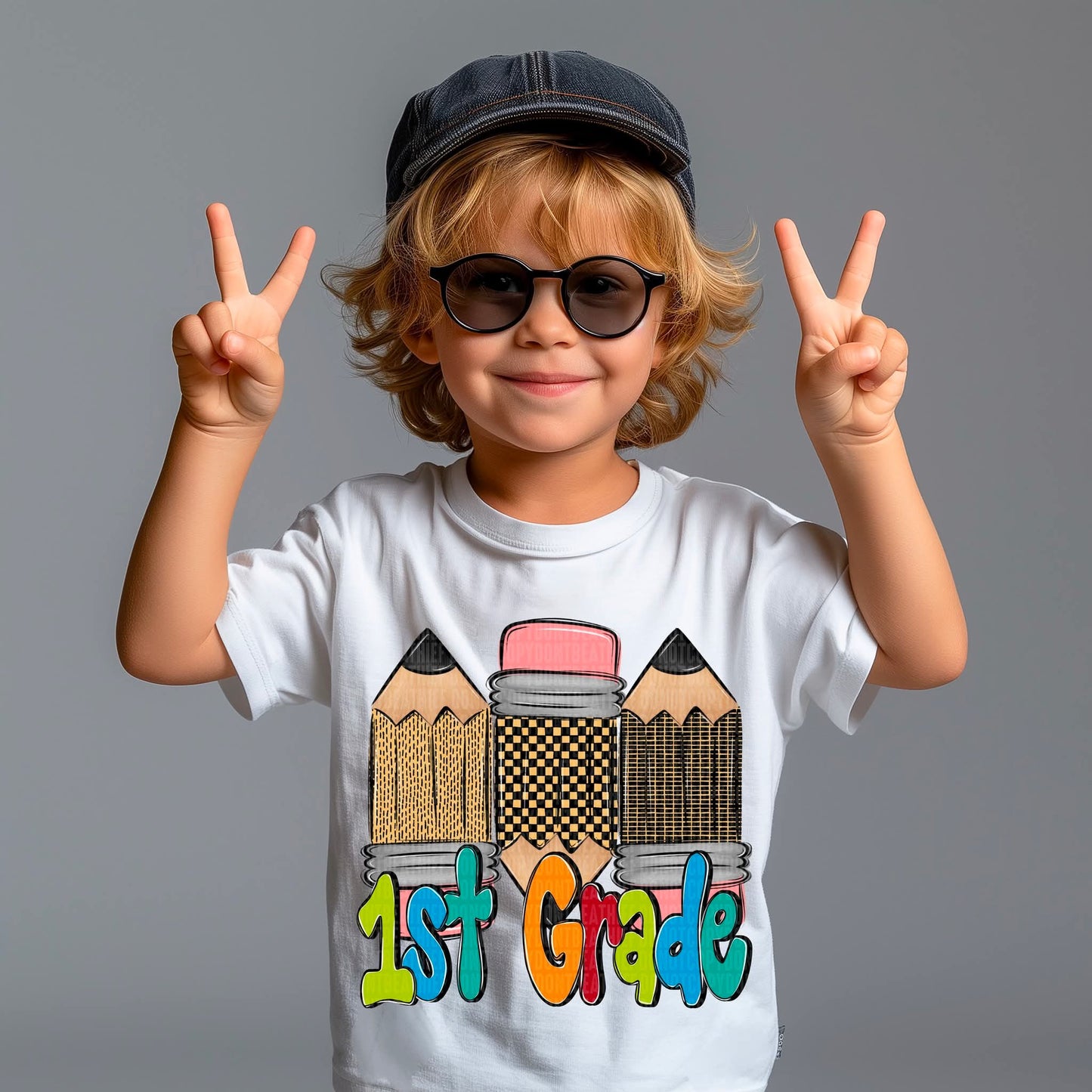 Doodle Pencil Collection Boys School Grade Pre School - 5th - KIDS SHIRT SDD25 *add grade in note section