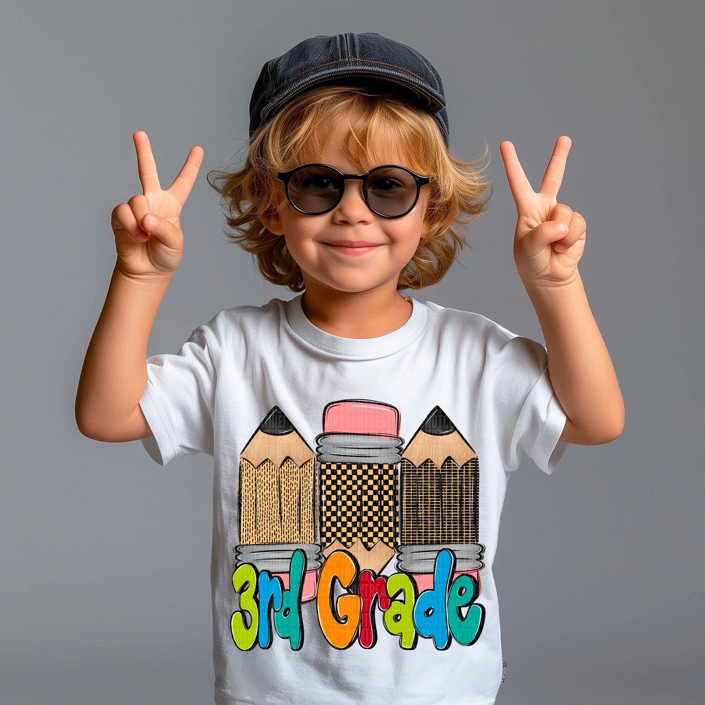 Doodle Pencil Collection Boys School Grade Pre School - 5th - KIDS SHIRT SDD25 *add grade in note section