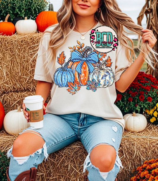 Retro Blue and Orange Pumpkins - SHIRT