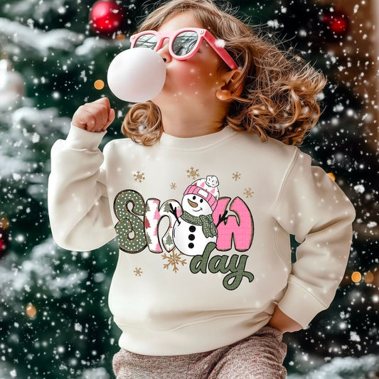 Snow Days Pink and Green - KIDS SHIRT SDD25