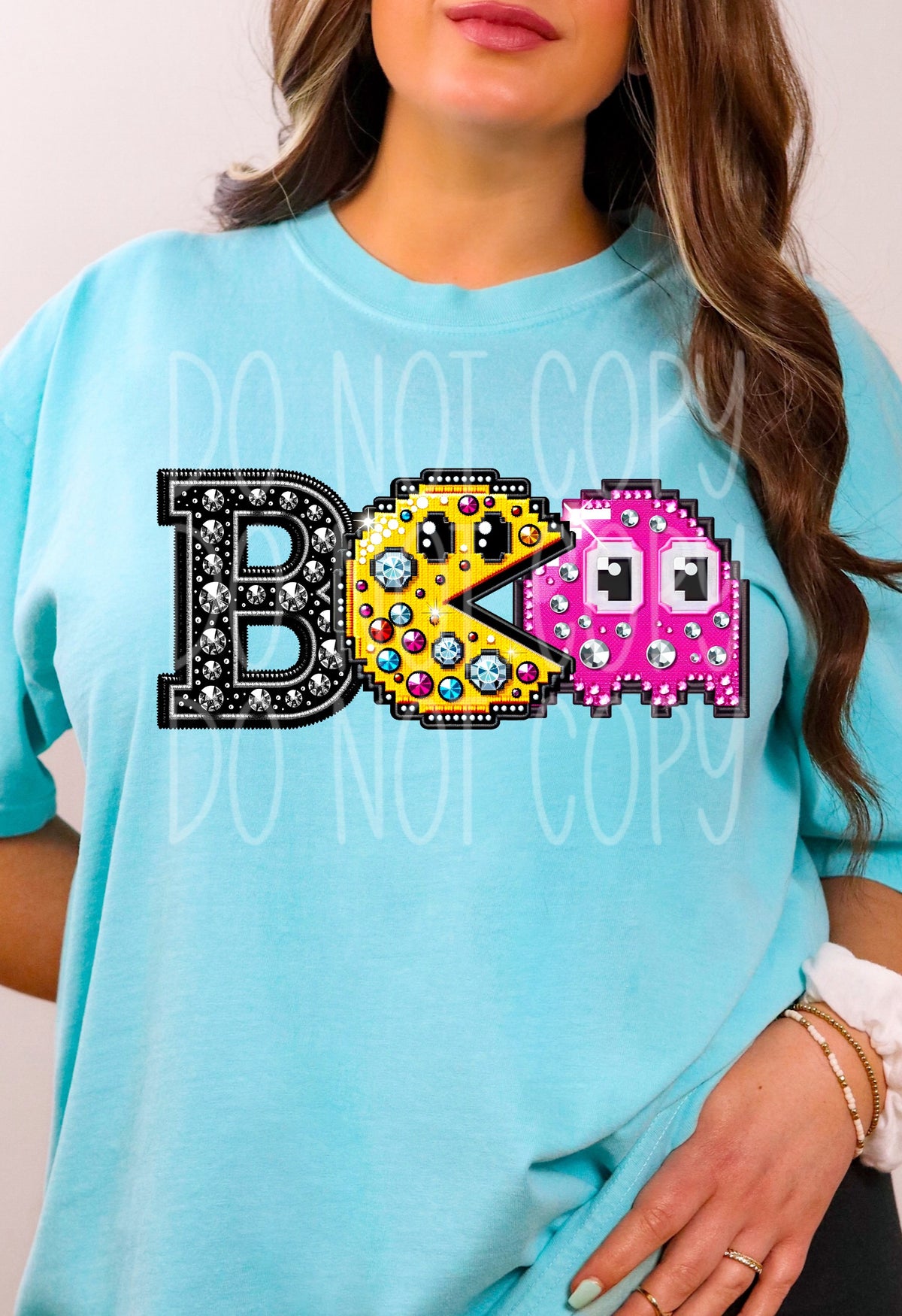 Boo Pac Boo Pac Man Faux Rhinestone - SHIRT PHD – Boothill Charm Designs