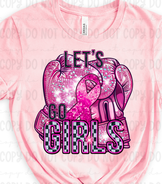 Lets Go Girls Boxing Gloves Breast Cancer Awareness- SHIRT RYDD25