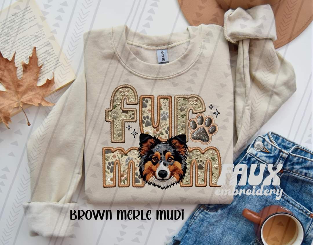 Fur Mom Merle Mudi Brown Dog-SHIRT