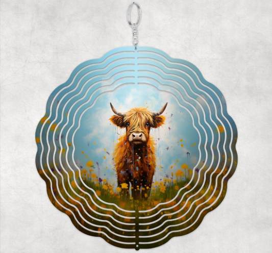 Painted Highland Cow - Wind Spinner SSA