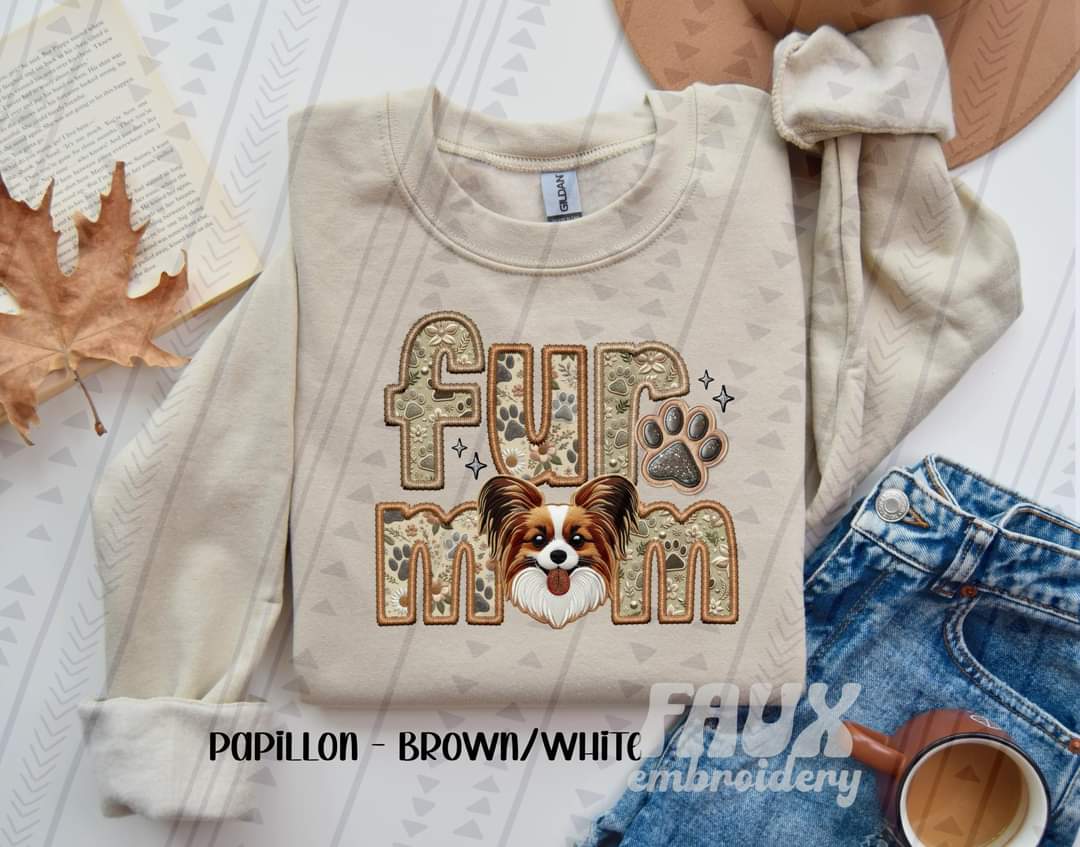 Fur Mom Papillion Brown And White Mix Dog-SHIRT