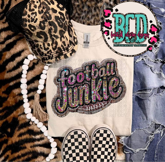 Football Junkie Faux Glitter-SHIRT CCD