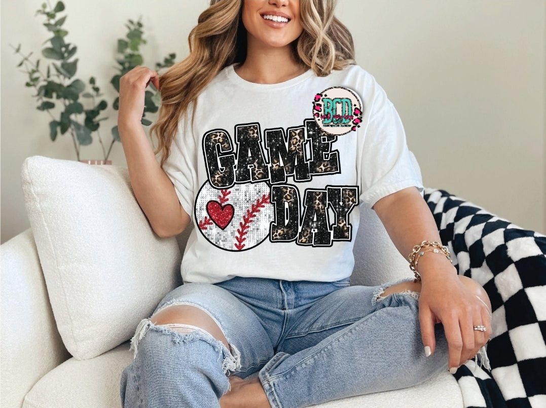 Game Day Baseball Leopard Sequin - SHIRT