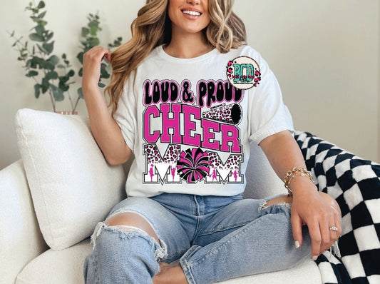 Loud & Proud Mom Of Both Cheer Mom Pink & Leopard - SHIRT